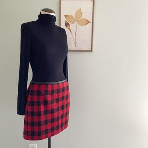 Madewell Buffalo Check Wool Mini with Leather Trim